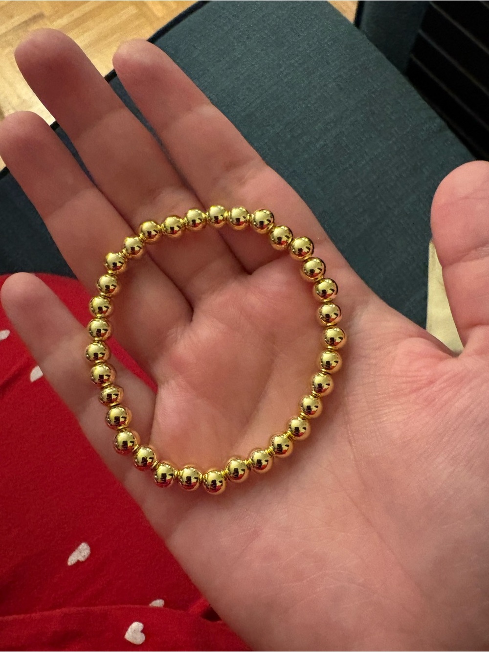 Hand-finished Gold Plated Beaded Stretch Bracelet - Brand New!